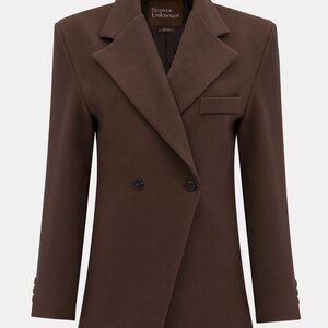 NANGY DOUBLE BREASTED CINCHED BLAZER, PECAN
